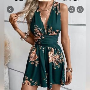 Green floral romper